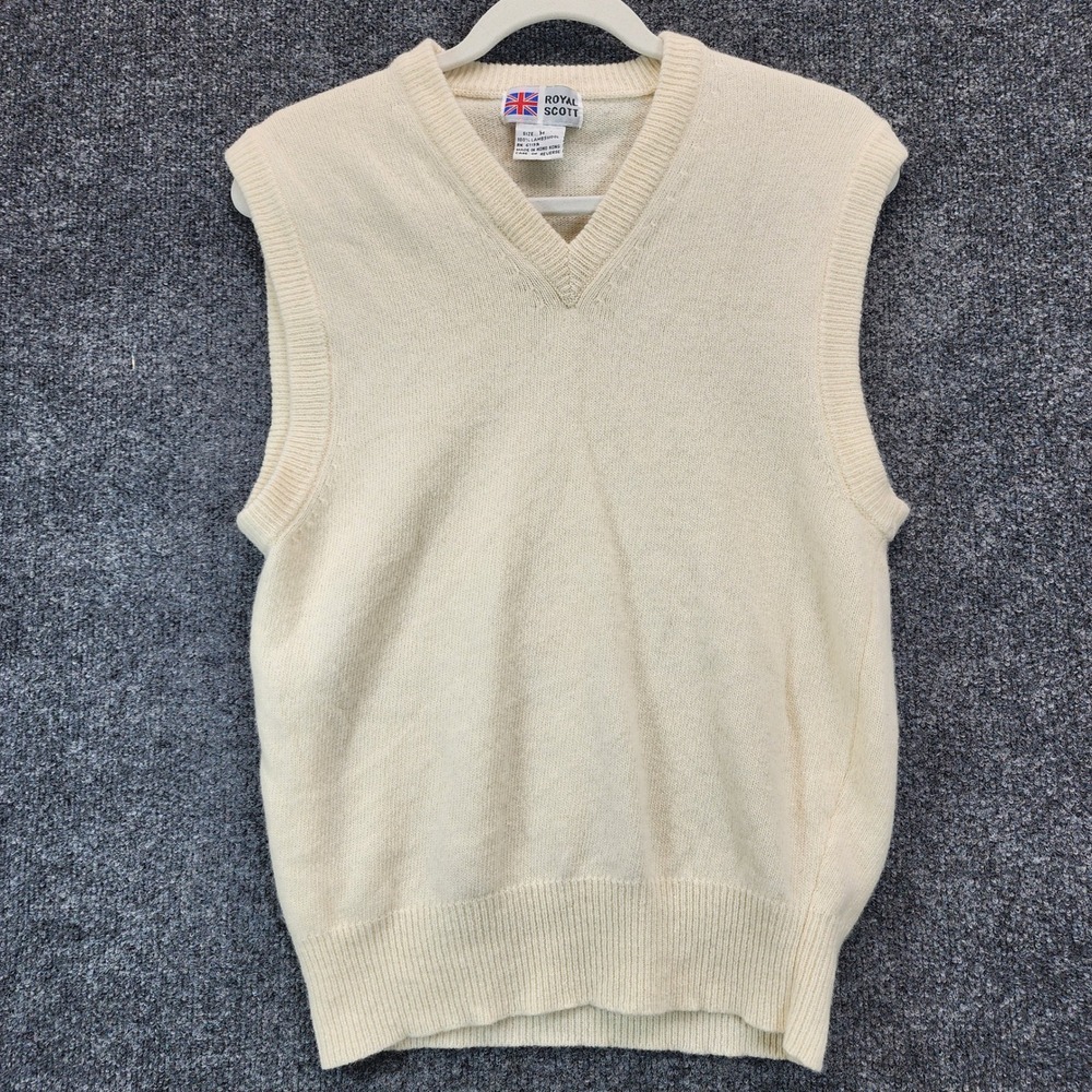 Vintage Royal Scott 100% Lambswool Preppy V Neck‎ Sweater Vest Grandpa Size M